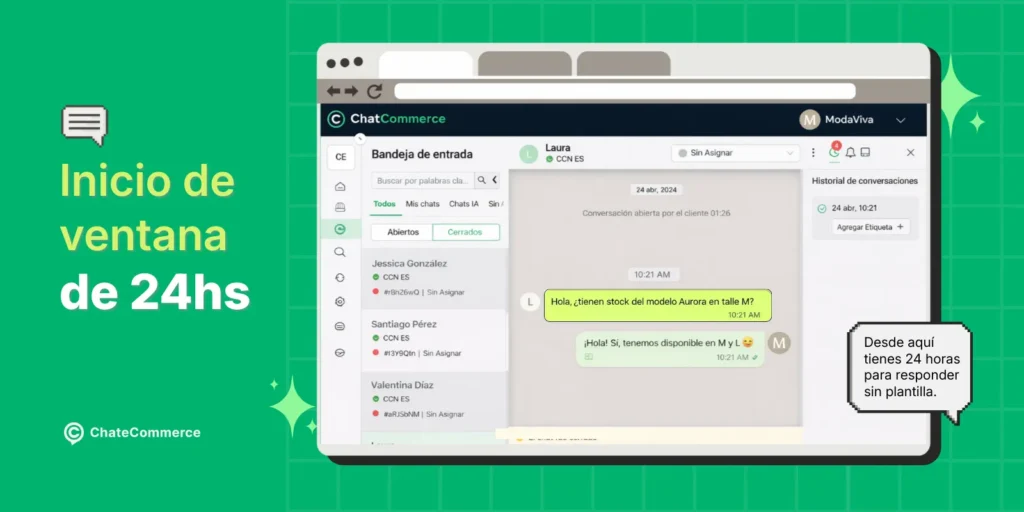 Regla de 24 horas de WhatsApp Business en una operación de ecommerce con atención conversacional activa