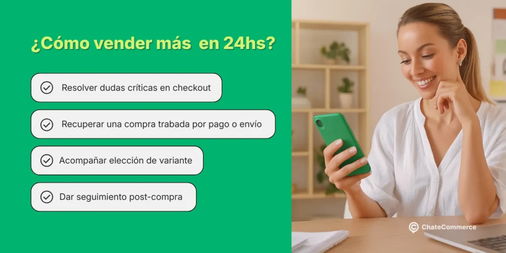 Aplicación de la regla de 24 horas en WhatsApp Business para resolver objeciones, asistir checkout y aumentar conversiones en ecommerce