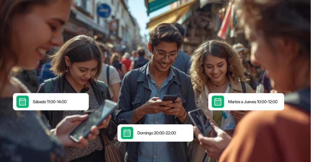 Calendario con los mejores horarios para enviar mensajes de WhatsApp en e-commerce latinoamericano